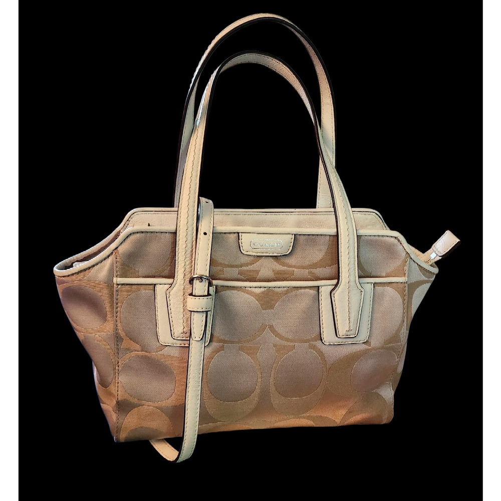 Coach Taylor Signature Light Tan Canvas Mini Tote Cross Body Bag Style# F28641